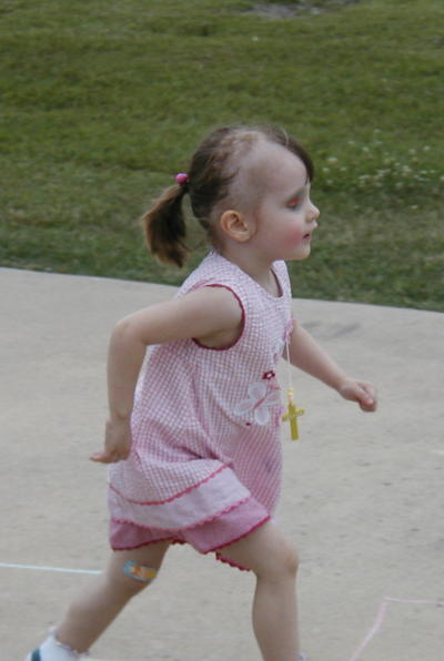 Running in the driveway (thinning hair somewhat obvious)